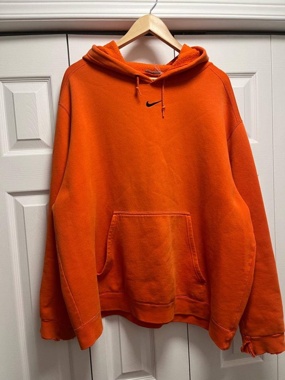 2000s Nike Orange Center Swoosh Hoodie with Black Swoosh